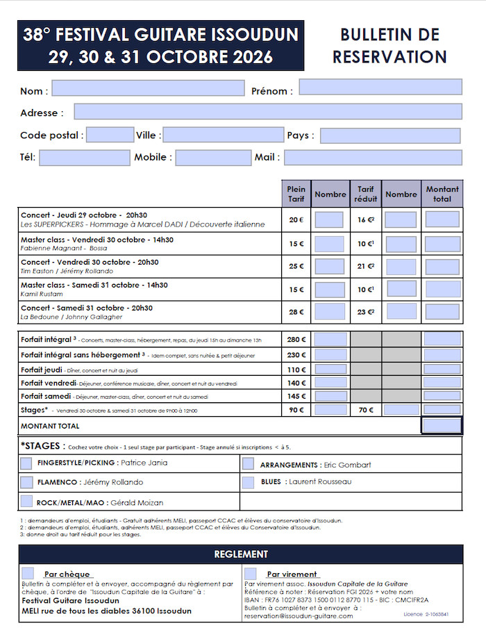 bulletin de réservation FGI 2026
